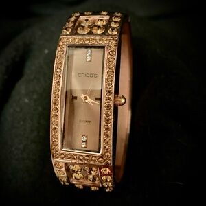 💎Chico’s Rhinestone Cuff Watch – Quartz – Japan Movt – Needs Battery